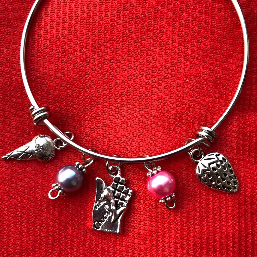 ICE CREAM ANYONE?!?!Silver Adjustable Bangle Bracelet